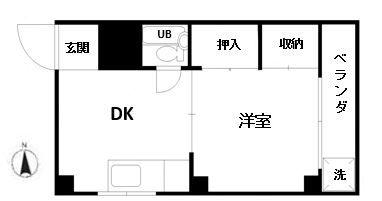 グリーンコーポラス(1DK/3階)の間取り写真