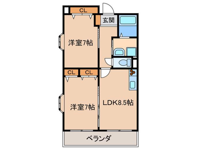 LA FORET HACHIZUKA(2LDK/2階)の間取り写真