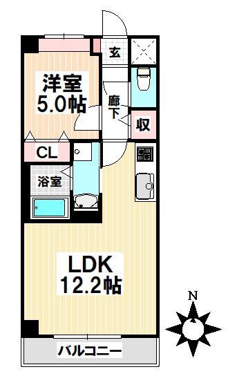 T-COURT(1LDK/2階)の間取り写真