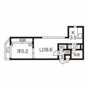 ENCORE札幌(1LDK/4階)の間取り写真