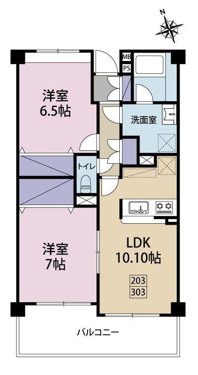 エマーレ新川崎(2LDK/3階)の間取り写真