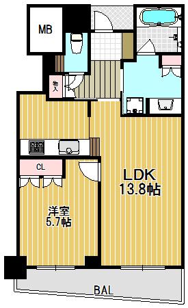 大阪ひびき街 ザ・サンクタスタワー(1LDK/16階)の間取り写真