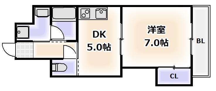 レインボーコートパートIII(1DK/9階)の間取り写真