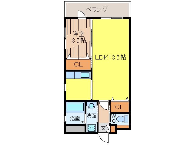 レ・ブラン(1LDK/4階)の間取り写真