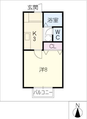 コーポMISONO(1K/2階)の間取り写真
