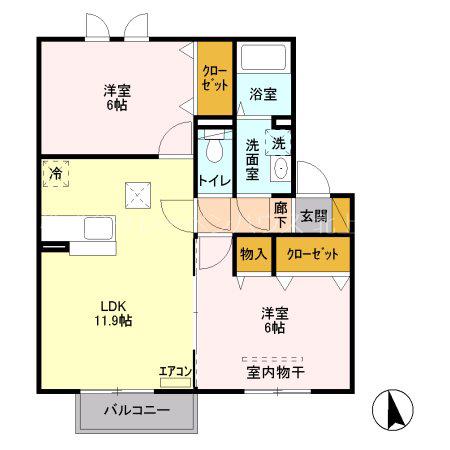 マーメルゾン(2LDK/1階)の間取り写真