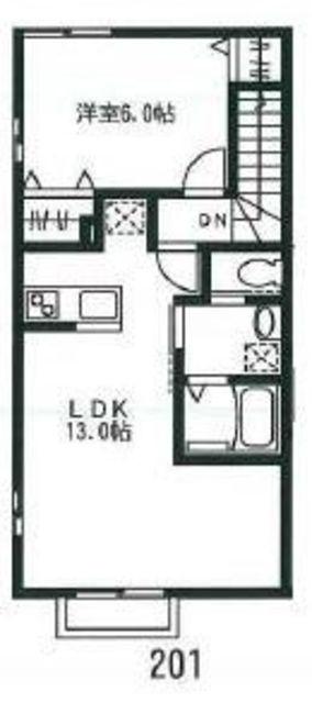 昌栄マンション参番館(1LDK/2階)の間取り写真