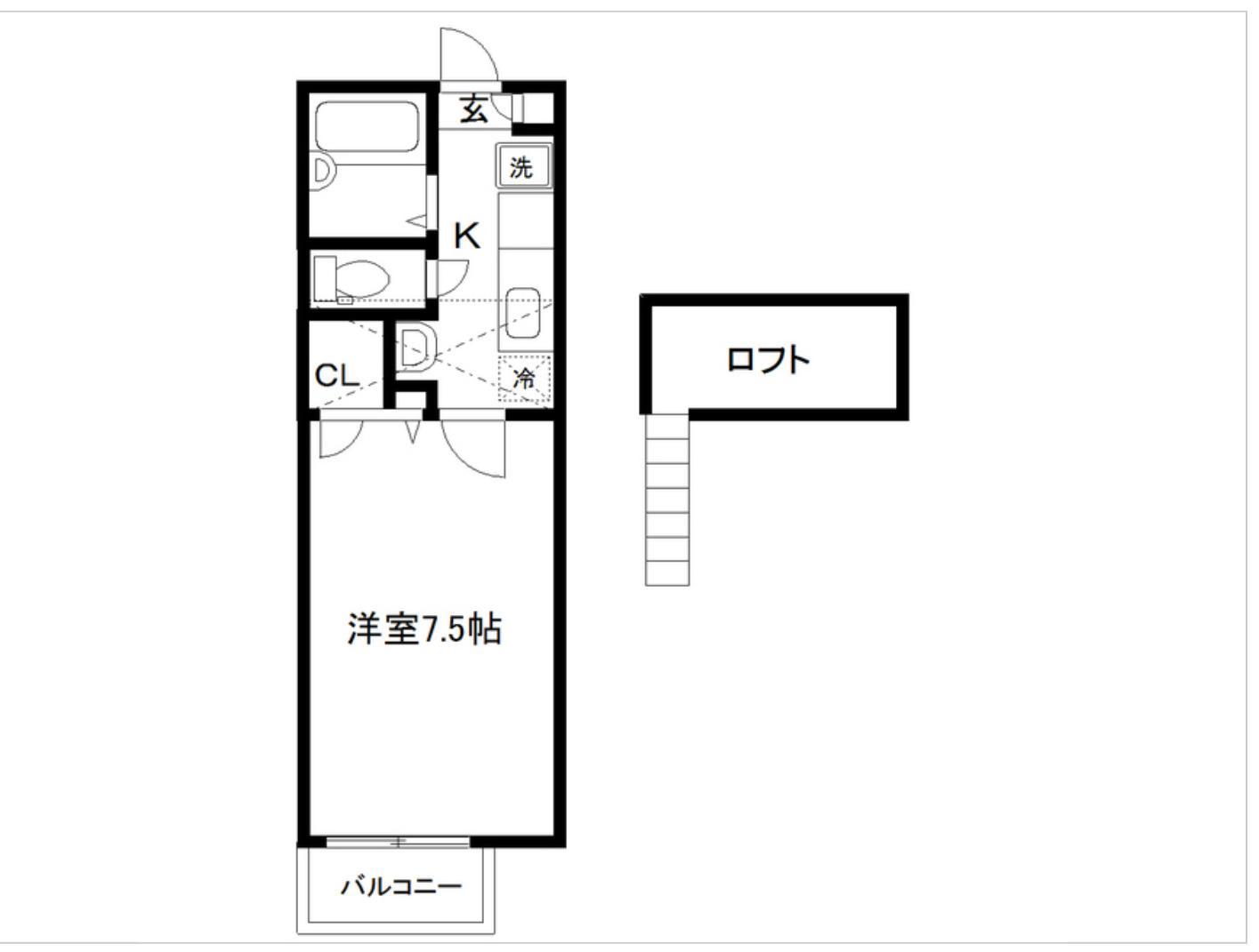 ロングラン千代田町(1K/1階)の間取り写真