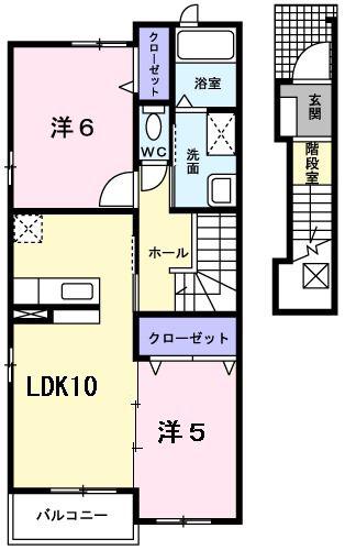 サルビア(2LDK/2階)の間取り写真