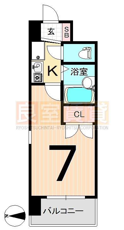 レジデンスフクザワII(1K/2階)の間取り写真