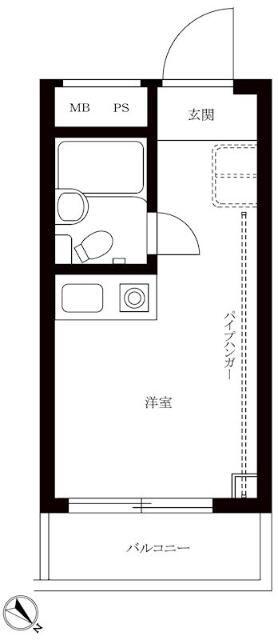 ジョイフル目黒洗足(ワンルーム/5階)の間取り写真