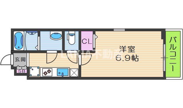 リブリ西今川(1K/2階)の間取り写真