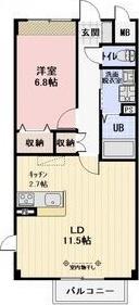 モンレーヴ(1LDK/1階)の間取り写真