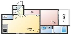 GRANDIR千船駅前II(1LDK/3階)の間取り写真