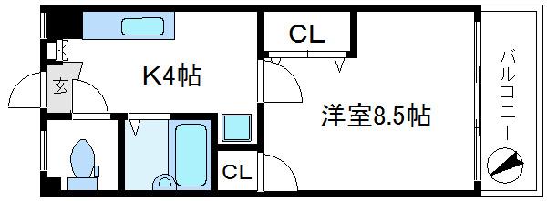 杉浦マンション(1K/5階)の間取り写真