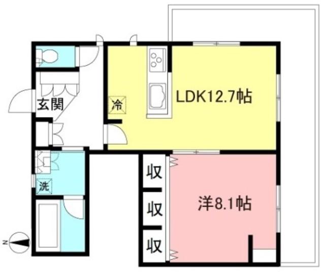 LE GRAND VERT KARASUYAMA II(1LDK/1階)の間取り写真