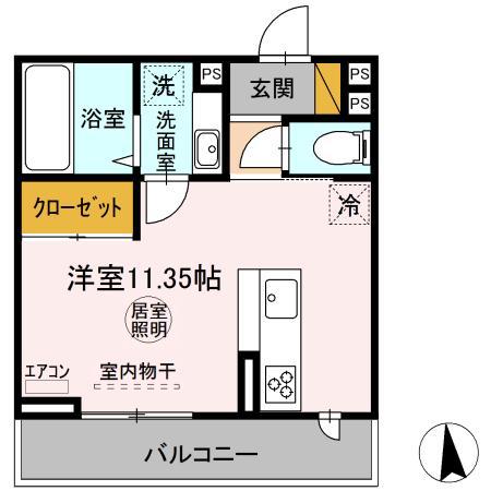 モンテマーレ鴨川(ワンルーム/2階)の間取り写真