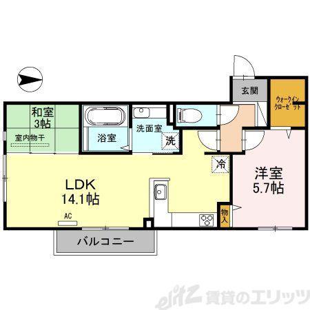 プレジール小野原(2LDK/2階)の間取り写真