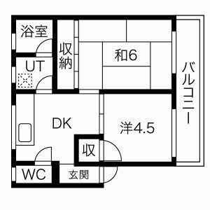 サンキマンション(2DK/1階)の間取り写真