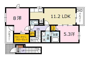 サニーウェル ヴィラ(2LDK/2階)の間取り写真