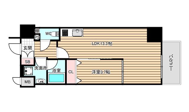 サルナート海老江(1LDK/3階)の間取り写真