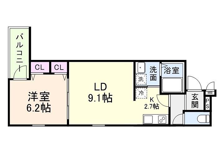 フジパレス ダイドウ2丁目(1LDK/1階)の間取り写真