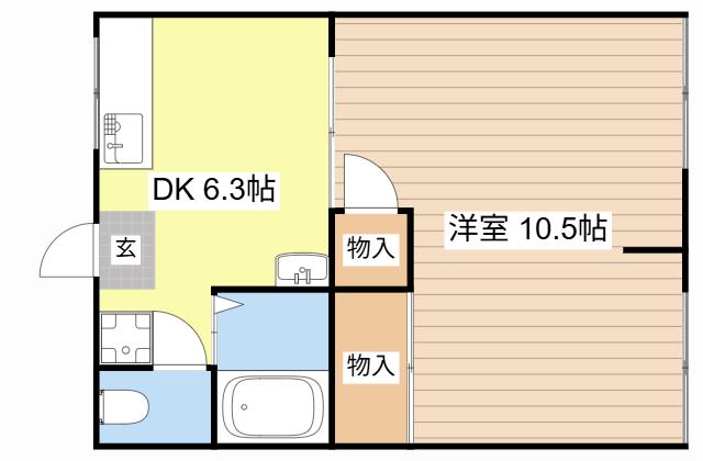 長野ハイブリッジハイツII(1DK/2階)の間取り写真