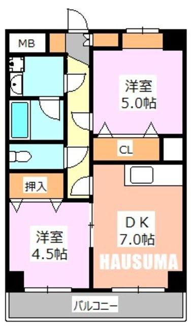 メゾン滝野川(2DK/6階)の間取り写真