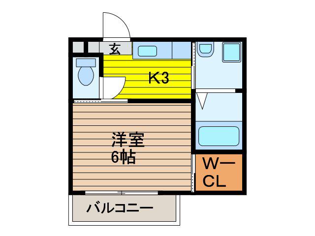 SUN KNOLL(1K/2階)の間取り写真