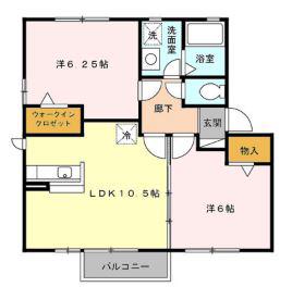 ロワールA・B(2LDK/1階)の間取り写真