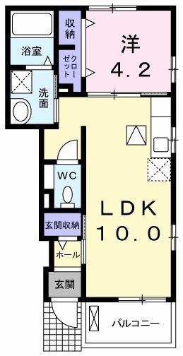シャルル ウィンドウ(1LDK/1階)の間取り写真