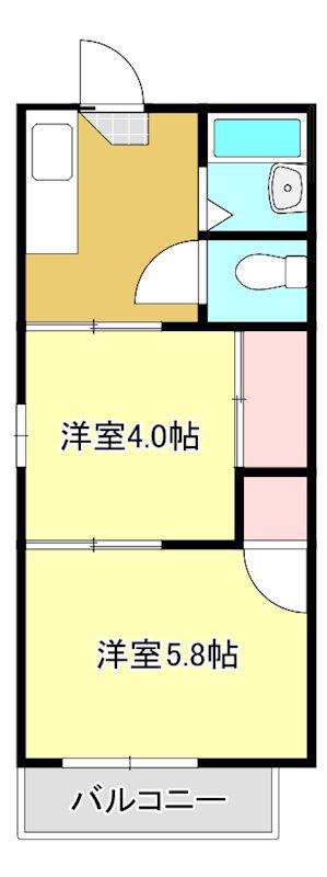 タウニィ豊後A(2K/2階)の間取り写真