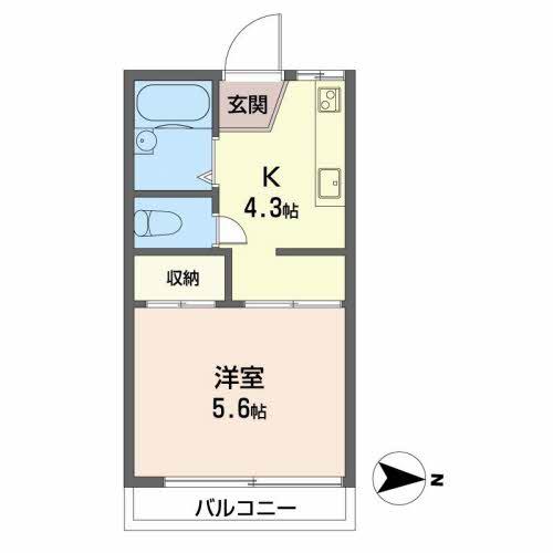 タウニィ新在家C棟(1K/2階)の間取り写真