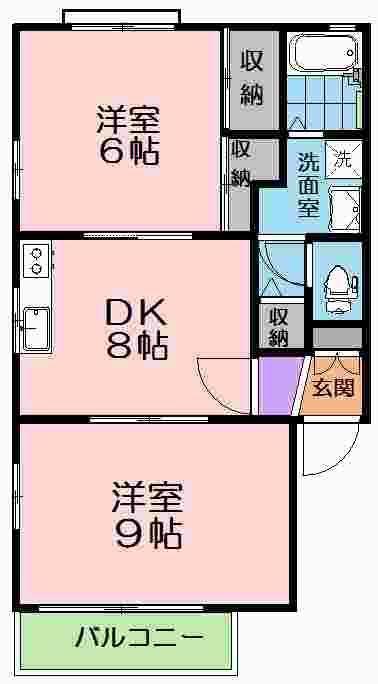 エトワールD(2DK/2階)の間取り写真