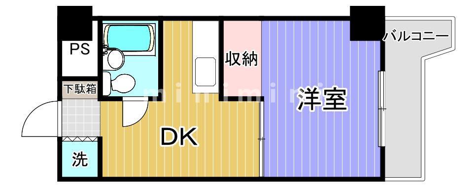 GSハイム筑紫(1DK/9階)の間取り写真