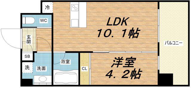 プレジオ弁天町(1LDK/8階)の間取り写真