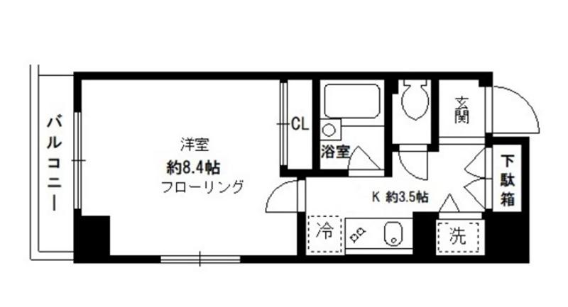 クレール目黒(1K/6階)の間取り写真