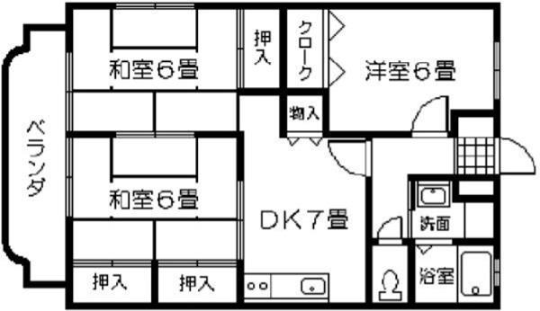 エトワール大戸(3DK/3階)の間取り写真