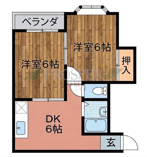 イーストレジデンス小路(2K/4階)の間取り写真
