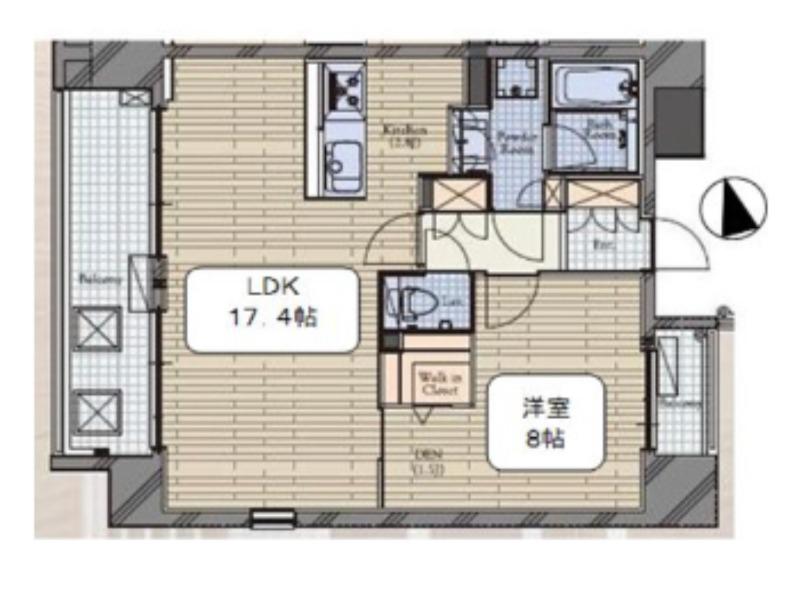 麻布十番テラス(1LDK/3階)の間取り写真