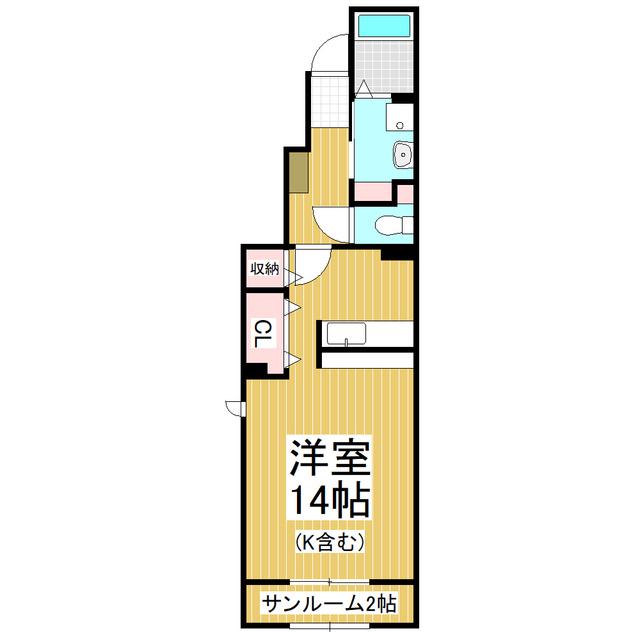 ヴァン ヴェールI(ワンルーム/1階)の間取り写真