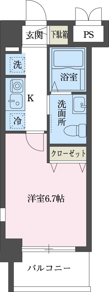 ラサンテ立川(1K/6階)の間取り写真
