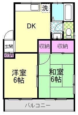 レジデンス山口(2DK/3階)の間取り写真