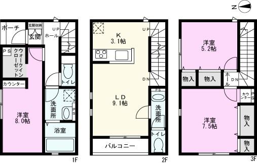 グランセットメゾン戸田I(3LDK/1階)の間取り写真