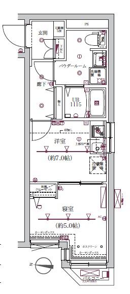 スクエアシティ新蒲田(1DK/2階)の間取り写真