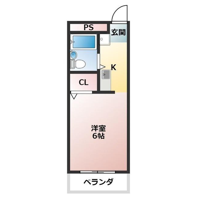 コスモ中浜(1K/4階)の間取り写真