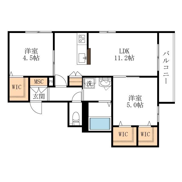 アルベール南浦和(2LDK/2階)の間取り写真