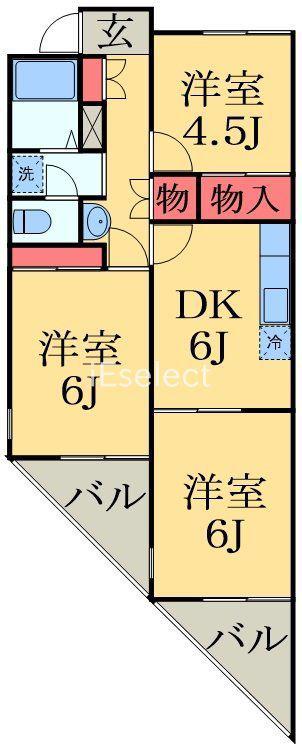 ヴューラーみつわ台D(3DK/2階)の間取り写真