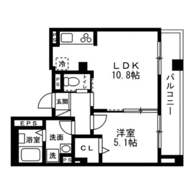 ディアコートあざみ野(1LDK/4階)の間取り写真