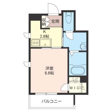 ノエ柿の木坂(1K/1階)の間取り写真